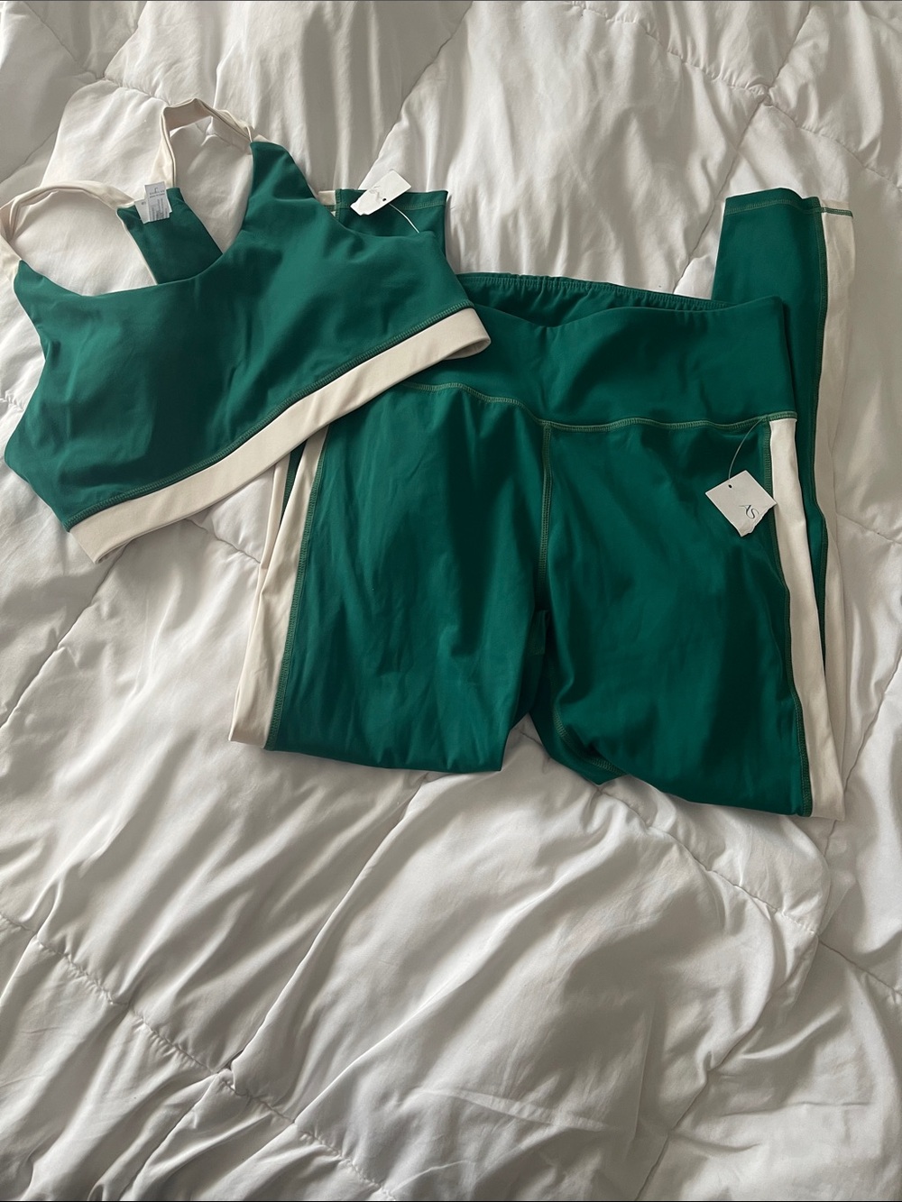 Everyday Support Green & Cream Sports Bra